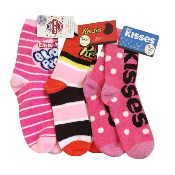 Colorful Foody Junk Food 3 Pairs Fuzzy Winter Crew Socks NWT - Picture 9 of 9